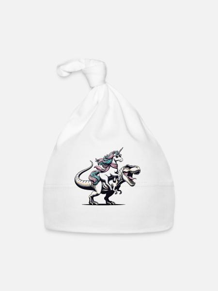 Einhorn Dinosaurier Trending Fantasy Kreatur - Baby Bio-Mütze - Weiß - Vorne