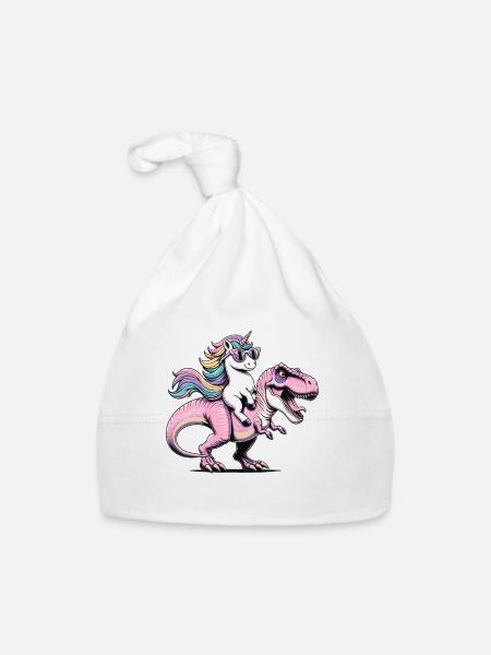 Einhorn Dinosaurier Fantasy Kreatur Geschenk - Baby Bio-Mütze - Weiß - Vorne