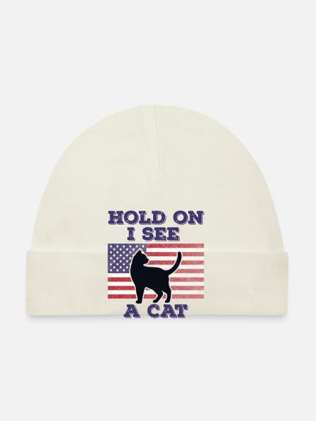 Chat Drapeau Américain Cadeau Original Drôle - Bonnet bio Bébé - blanc - Devant