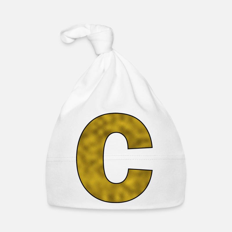 Letter C Gold Organic Baby Cap