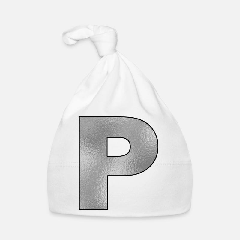 Buchstabe P Silber Baby Bio-Mütze