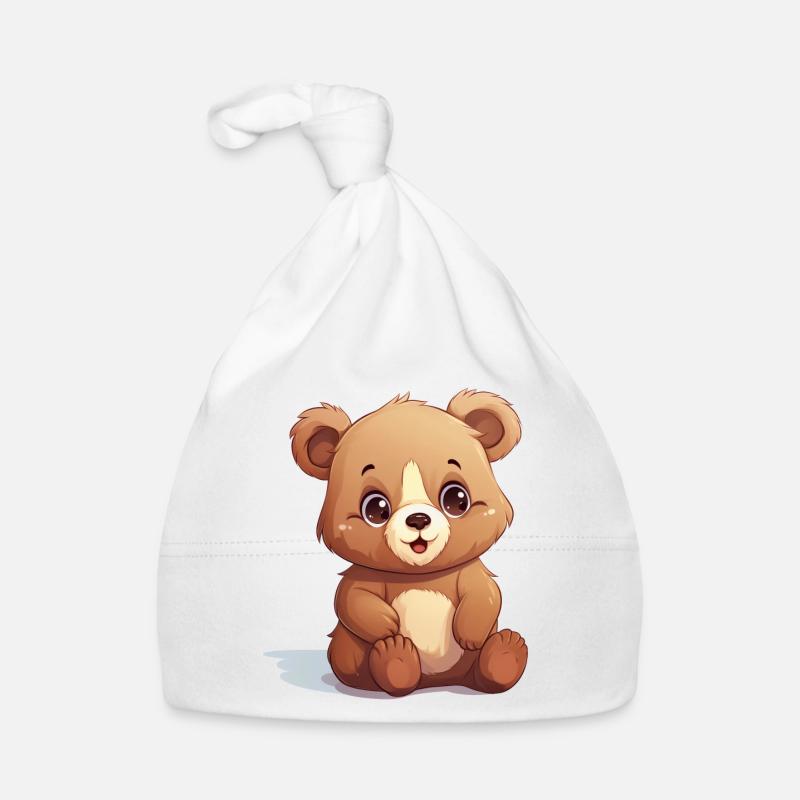 Bärchen - Baby Bio-Mütze - Weiß
