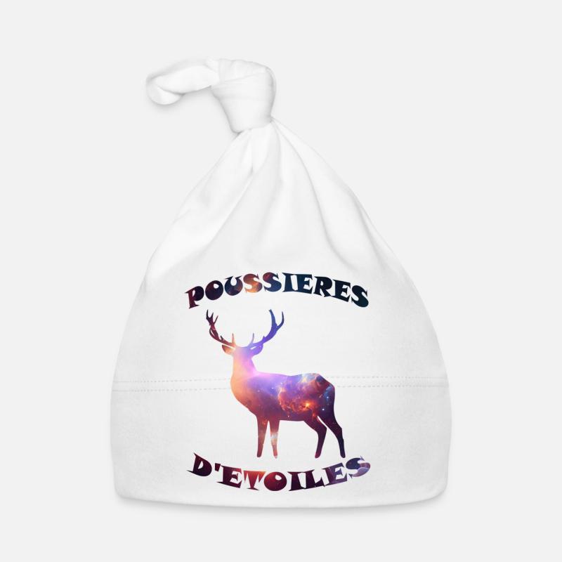 cerf poussières d étoiles - Bonnet bio Bébé - blanc