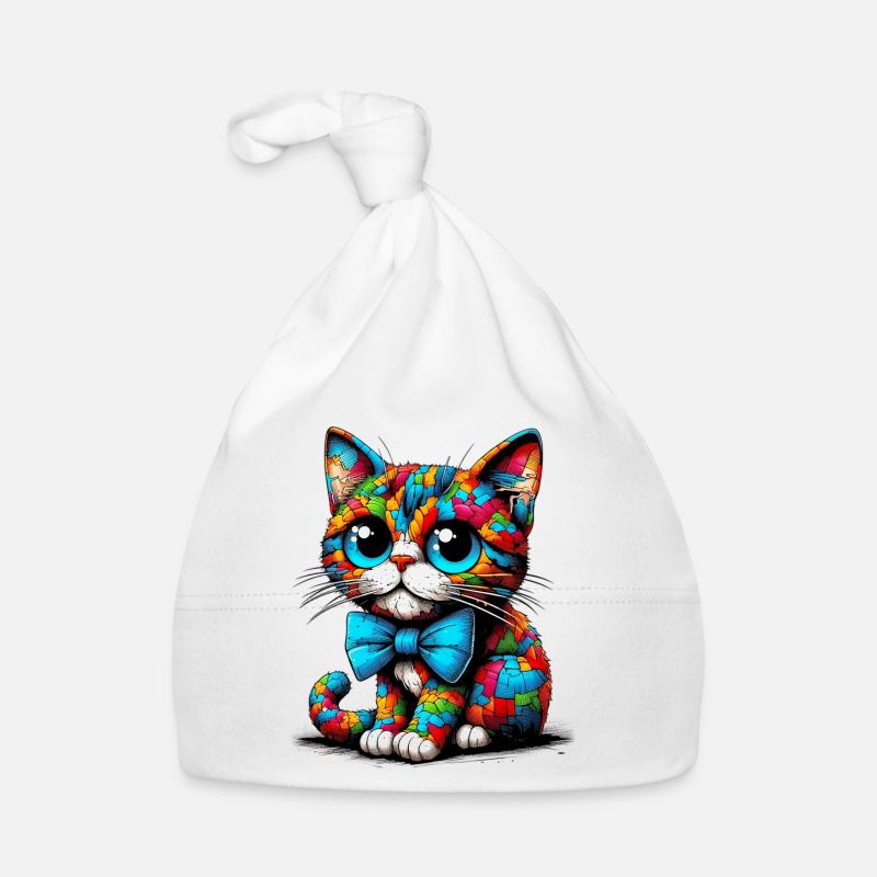Chat avec noeud papillon Bonnet bio Bébé