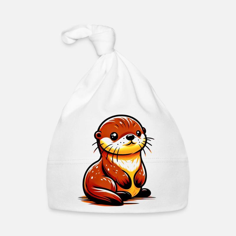 Loutre - Bonnet bio Bébé - blanc