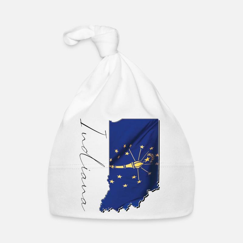 Indiana State Flag in Indiana State Map IN Organic Baby Cap