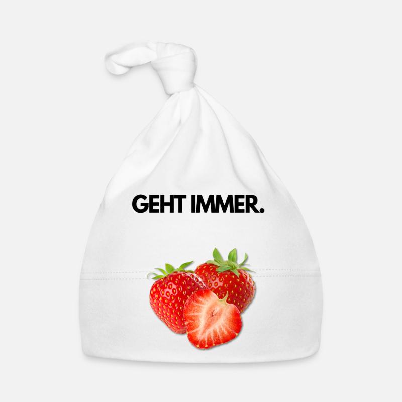 Erdbeeren. Geht immer. Baby Bio-Mütze