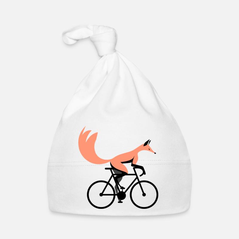 Bicycle Fox - Organic Baby Cap - white