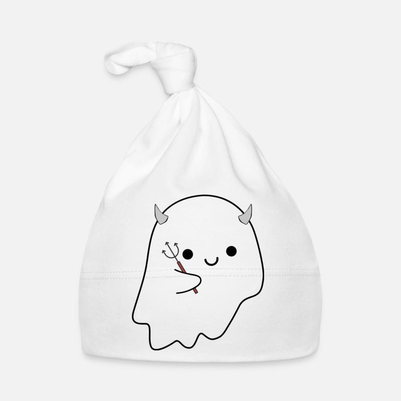 Halloween fantôme à cornes mignon - Bonnet bio Bébé - blanc