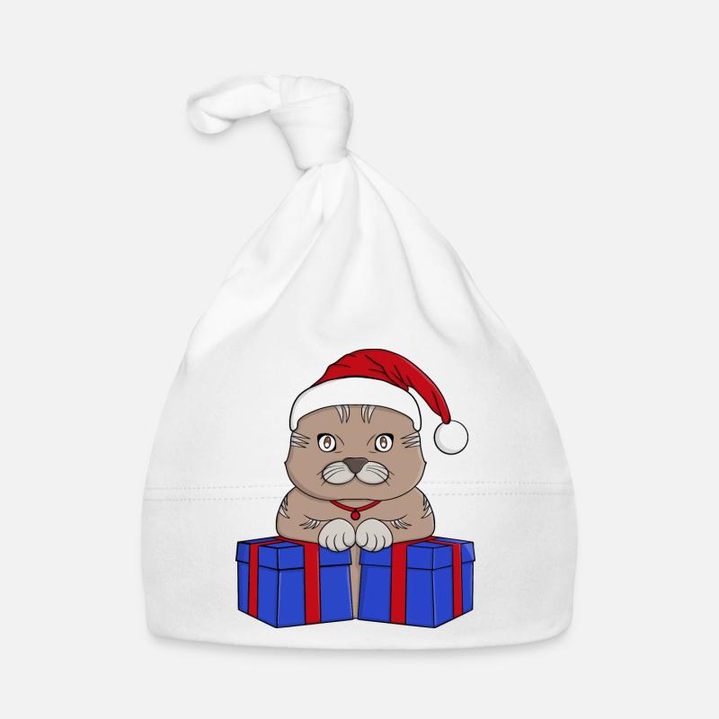 Mignon chat Père Noël Bonnet bio Bébé