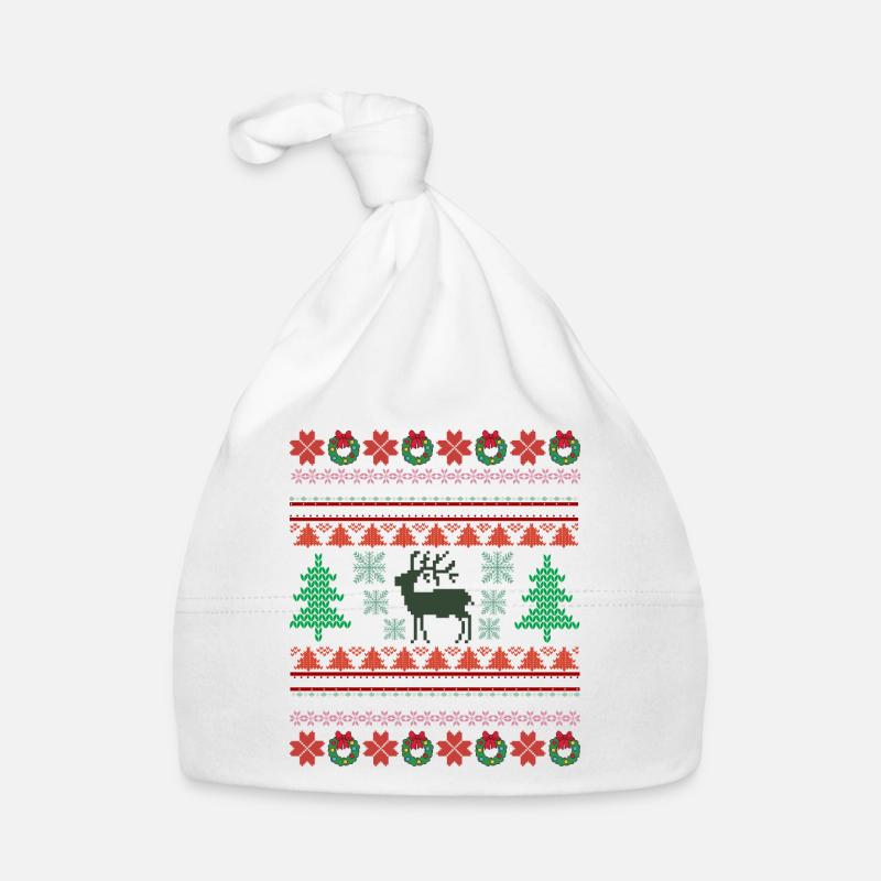Retro Christmas Pattern 2 - Organic Baby Cap - white