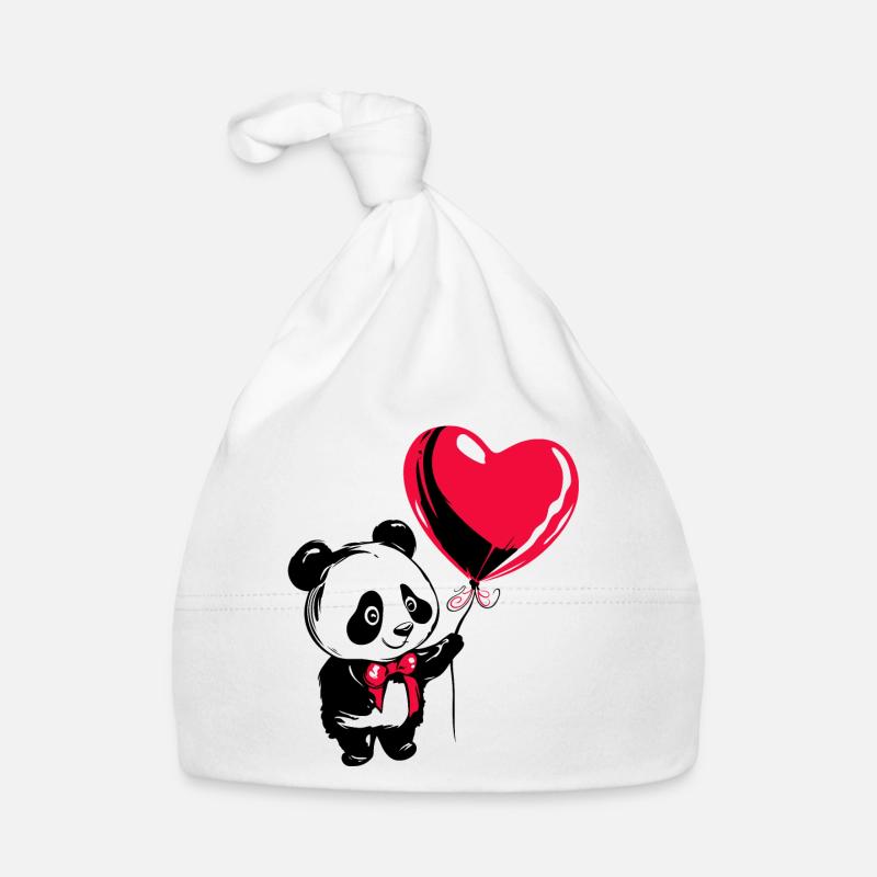Panda Bär mit Herz Luftballon - Heartful Creatures Baby Bio-Mütze