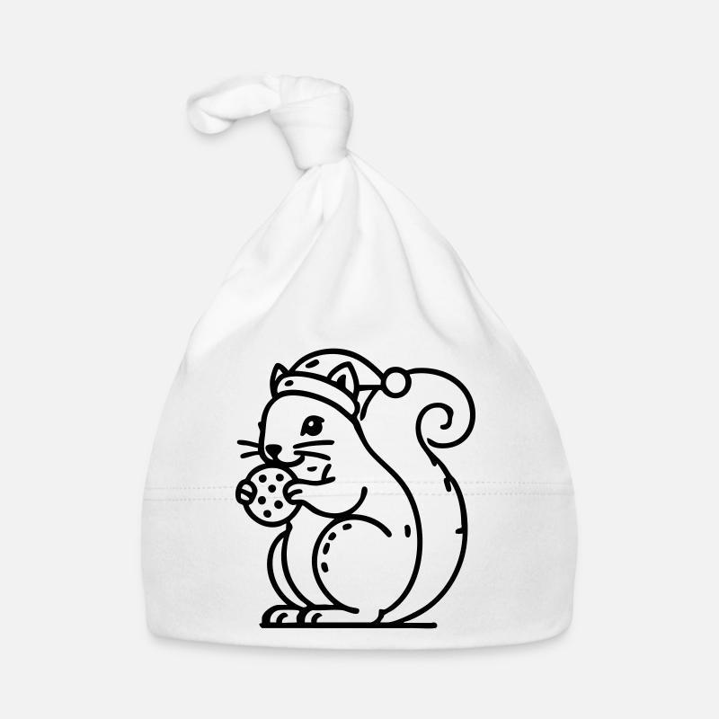 Squirrel with hat and biscuit Christmas Organic Baby Cap