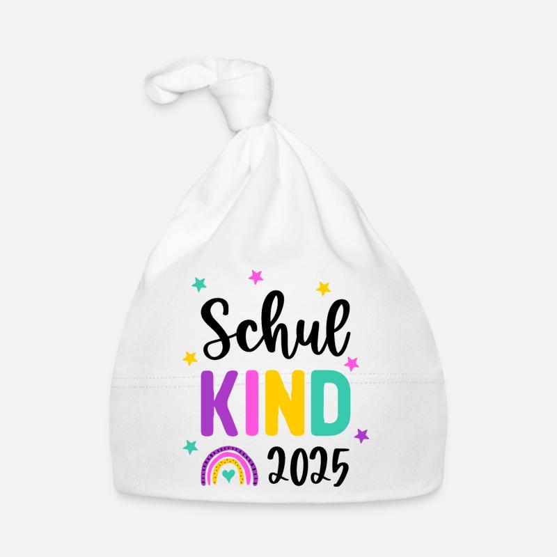 Schulkind 2025 Einschulung Regenbogen Schule Baby Bio-Mütze