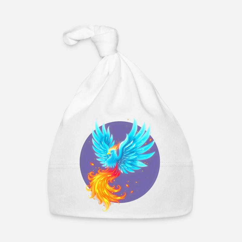 Cooler blau brennender Phönix - Baby Bio-Mütze - Weiß