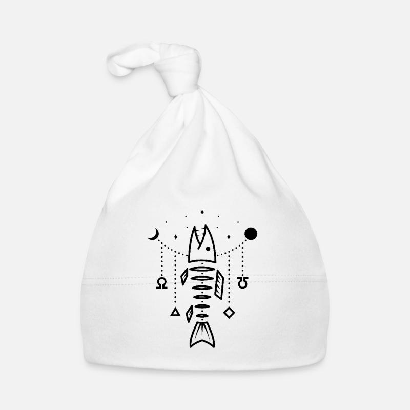 Fishing - Design Fish in Boho Style Organic Baby Cap