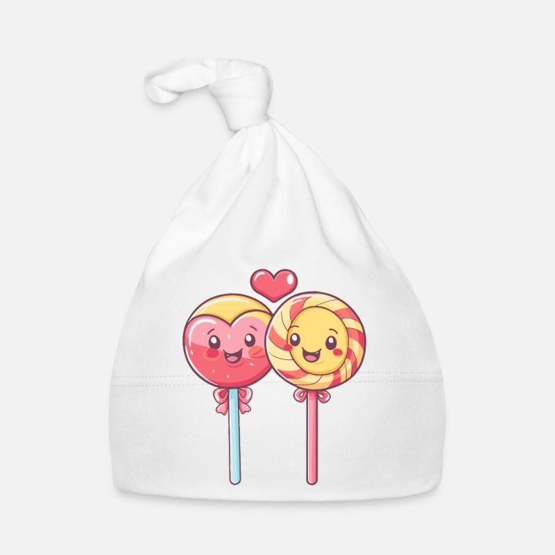 Lollipop Paar Liebe Herz Comic Baby Bio-Mütze