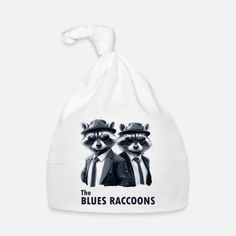 Les ratons laveurs bleus 3 - Bonnet bio Bébé - blanc
