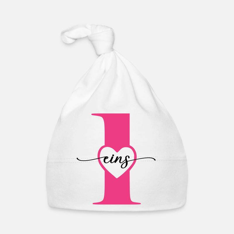 Ziffer Eins 1 mit Herz Baby Bio-Mütze