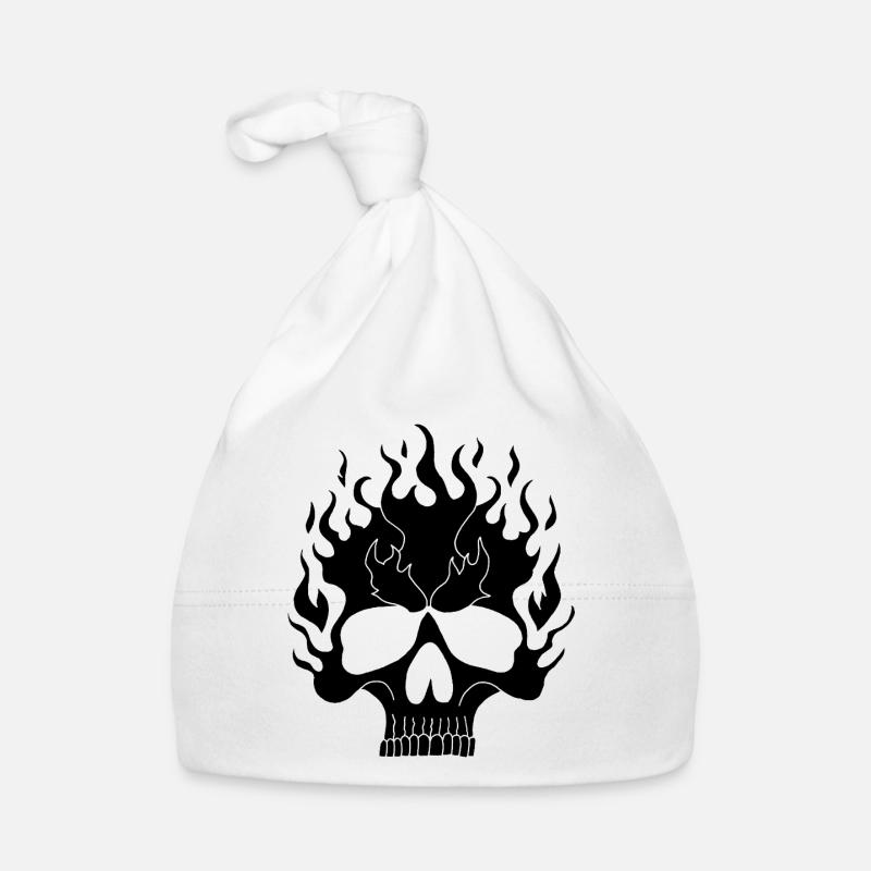 Crâne enflammé noir Bonnet bio Bébé