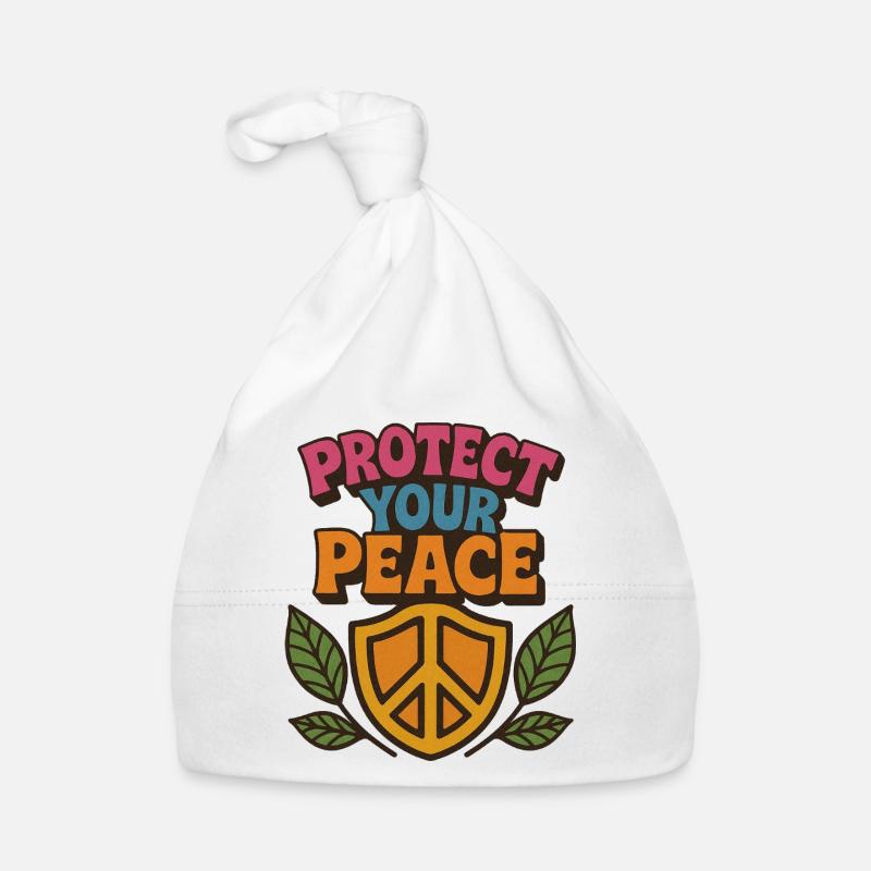 Protect Your Peace Peace Sign Illustration Organic Baby Cap