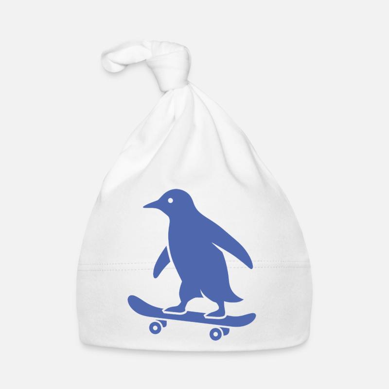 Silhouette minimaliste de pingouin skateboarder Bonnet bio Bébé