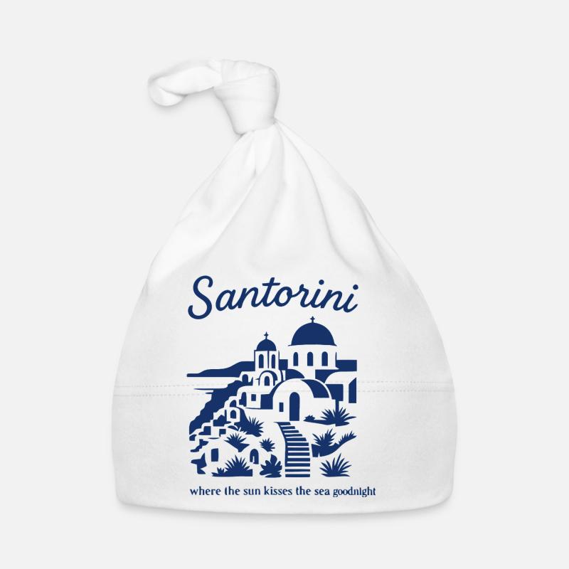 Santorini Sunsets Mountainscape Design Organic Baby Cap