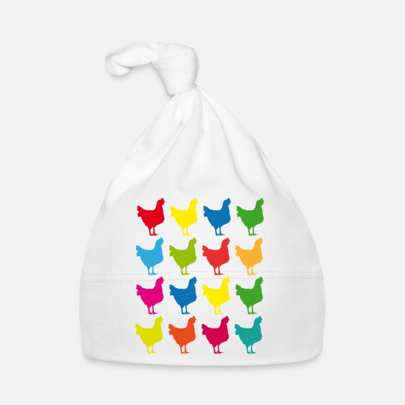 Graphique de la silhouette de poulets colorés Bonnet bio Bébé