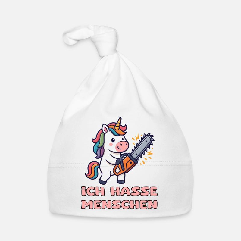 Unicorn with chainsaw and humor Organic Baby Cap