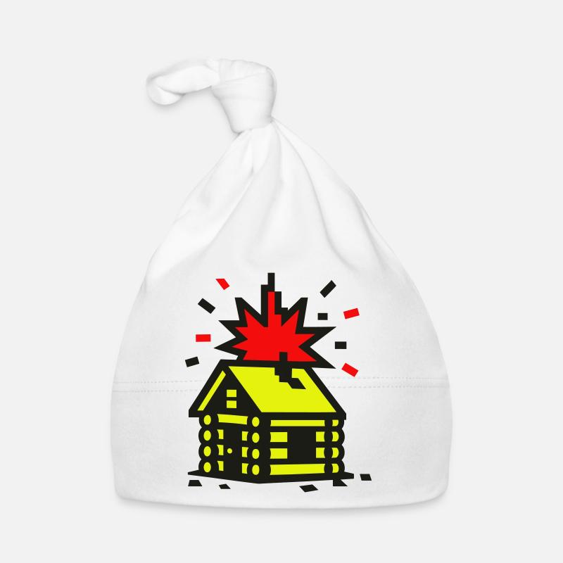 Explosion Hütte 8bit Pixelart Baby Bio-Mütze