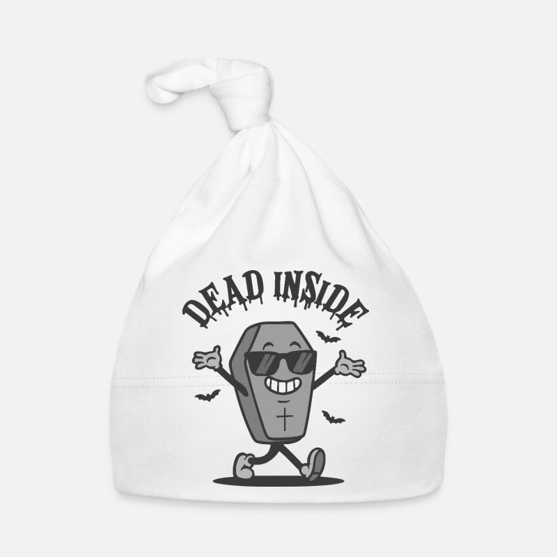 Dead Inside - Happy Coffin Halloween Design - Bonnet bio Bébé - blanc