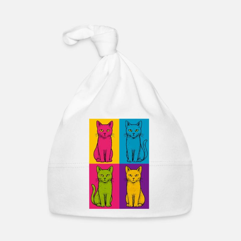 Pop Art Cats Quartet Organic Baby Cap