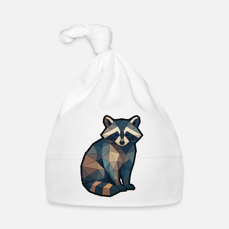 Geometric Raccoon Low Poly Organic Baby Cap