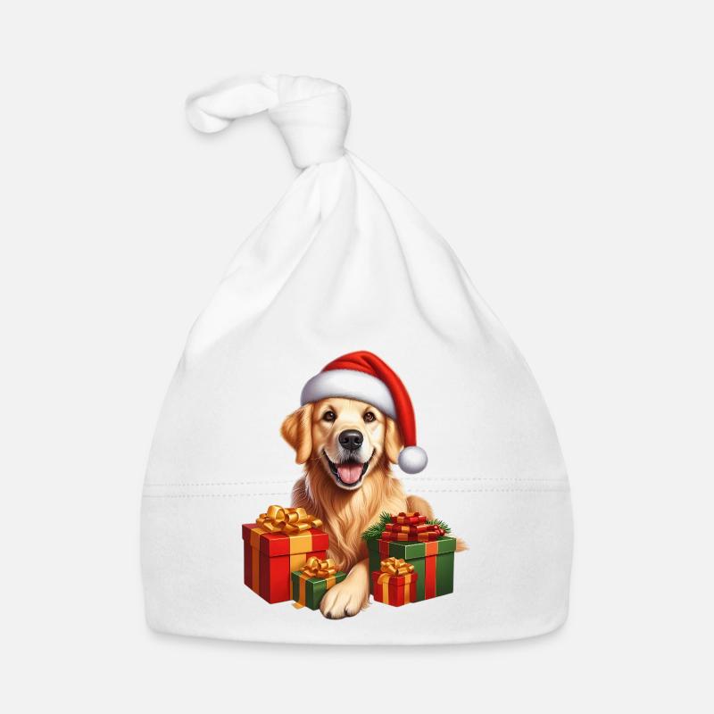 Weihnachtshund mit Geschenken Baby Bio-Mütze