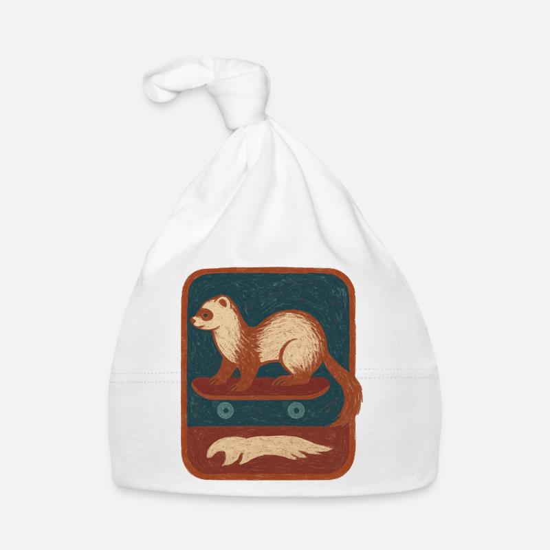 Frettchen auf Skateboard Retro Baby Bio-Mütze