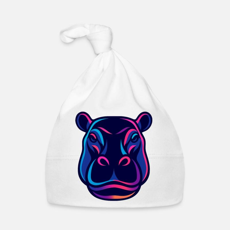 Neon Hippo Head Organic Baby Cap