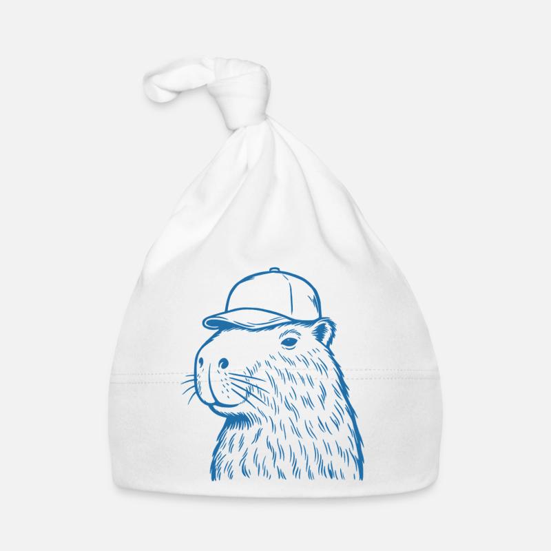 Capybara with baseball cap Organic Baby Cap
