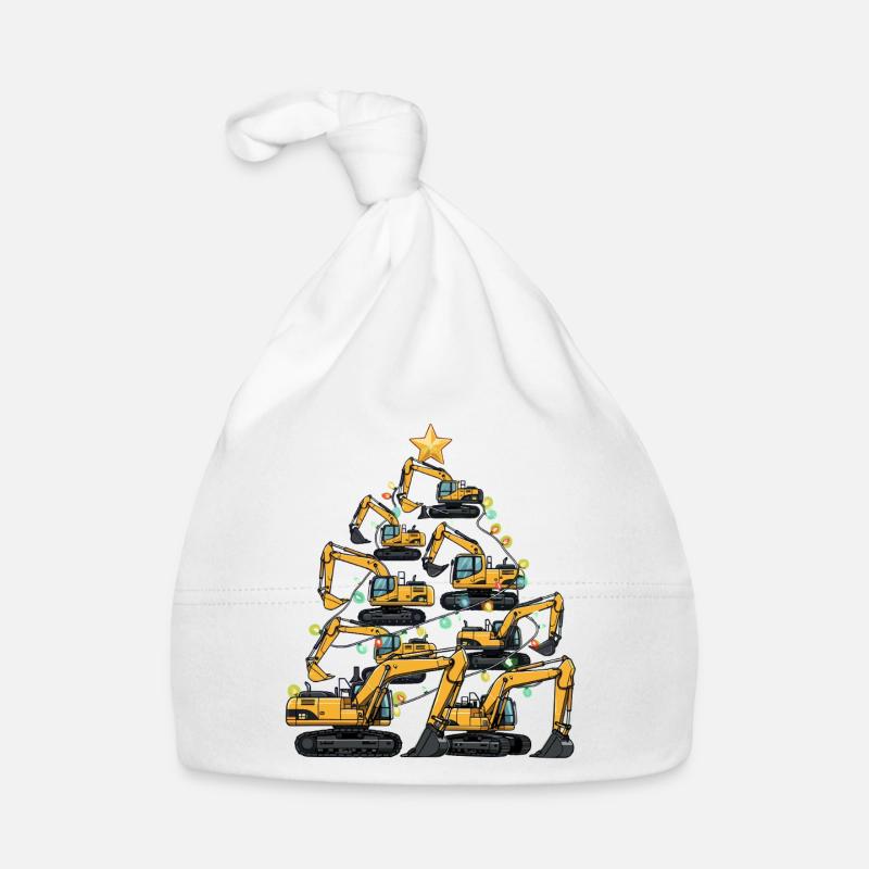 Funny Excavator Christmas Tree Gift Organic Baby Cap