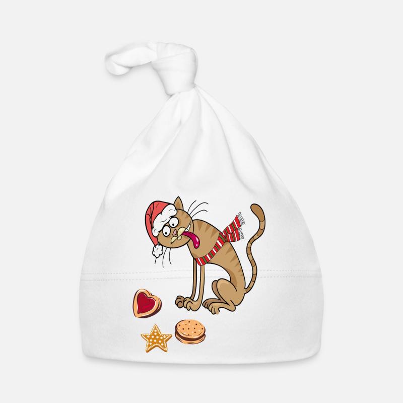 Chat de Noël avec chapeau et écharpe Bonnet bio Bébé