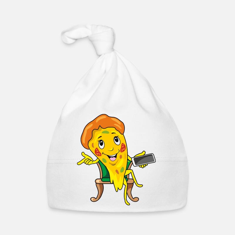 Une part de pizza de dessin animé prend commande Bonnet bio Bébé