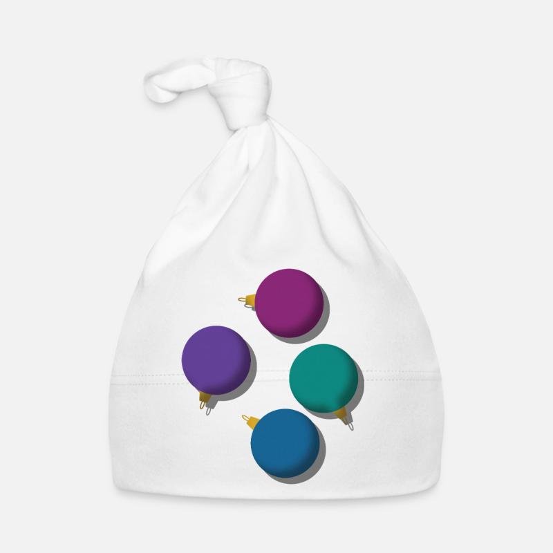 4 bunte Weihnachtskugeln  Baby Bio-Mütze