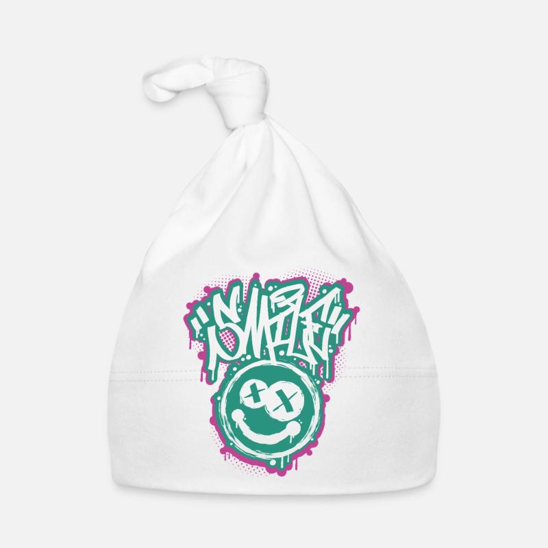 Smile Face Graphitti Letters Organic Baby Cap