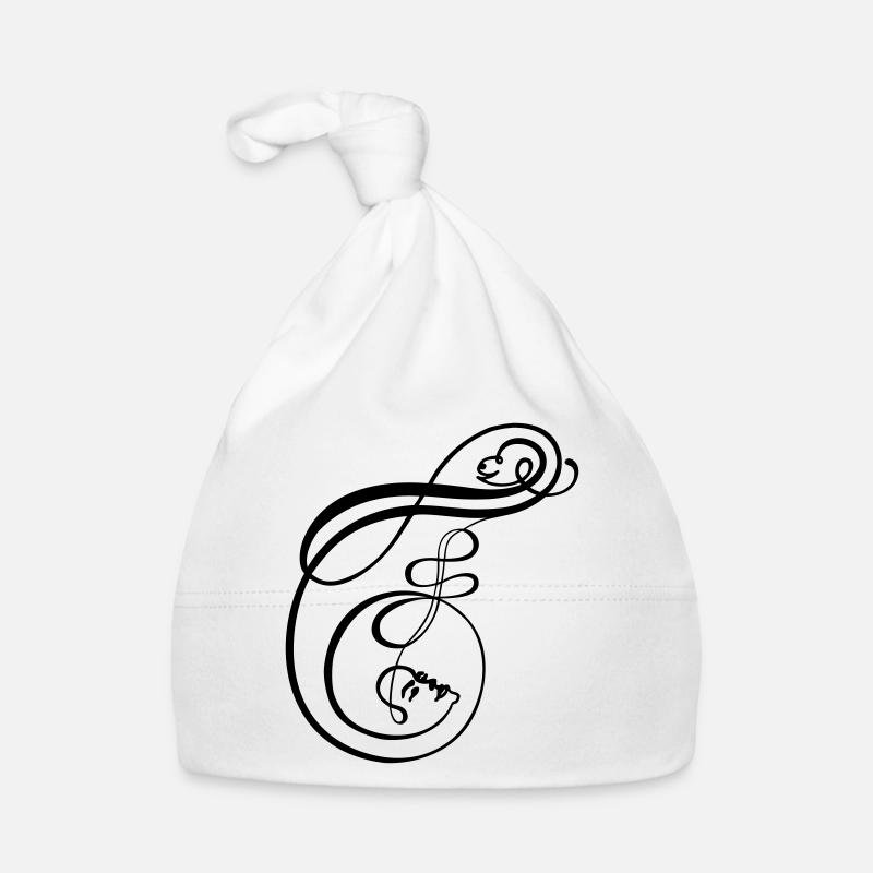 Calligraphy Line Art Faces as Letter F Organic Baby Cap