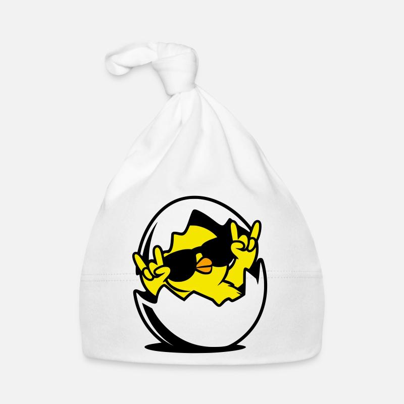 Rock Chick – Cool Chick in an Egg - Organic Baby Cap - white
