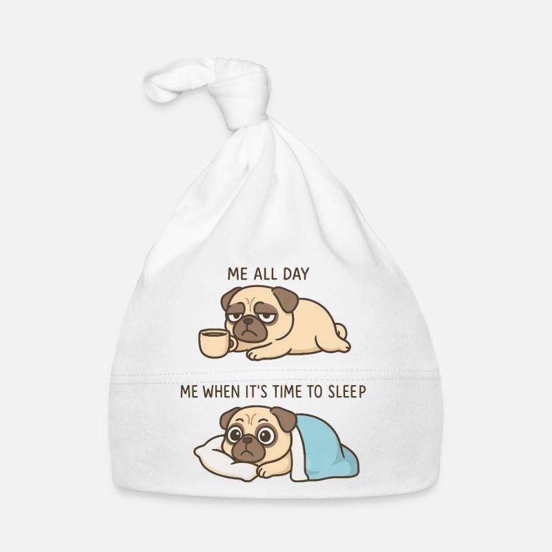 Cute Pug Coffee Cartoon Coffee Lover Organic Baby Cap