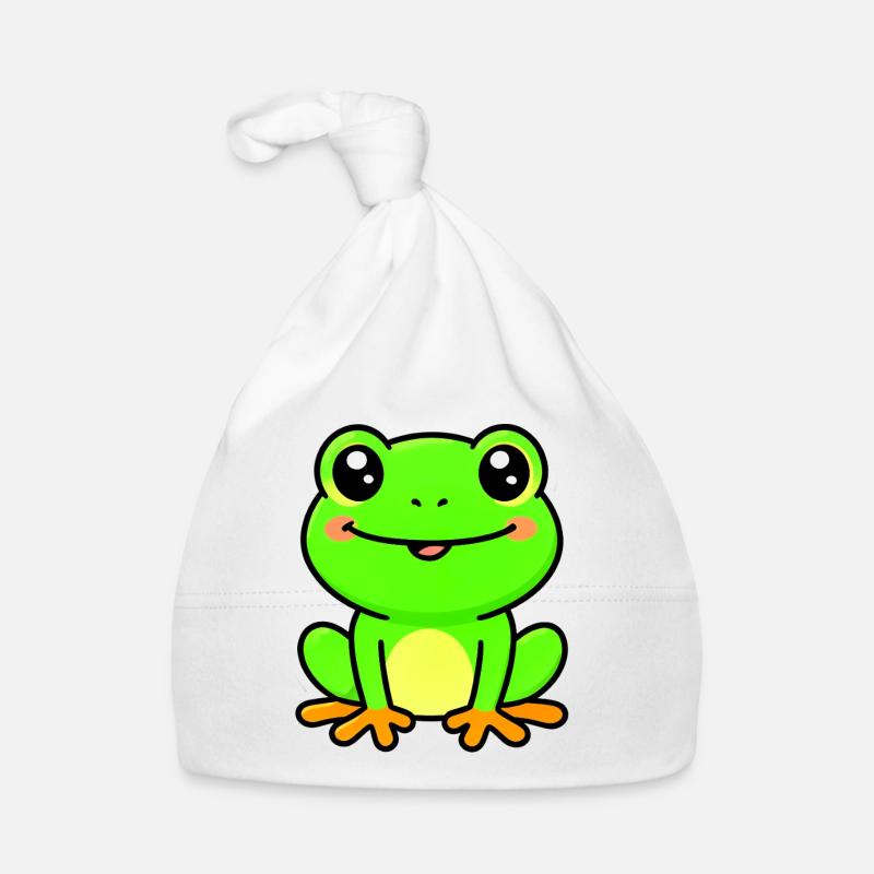 Bright Lime Frog Charm Organic Baby Cap