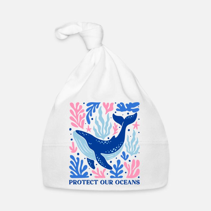 Ozeane Retten Boho Protect Our Oceans Wal Baby Bio-Mütze