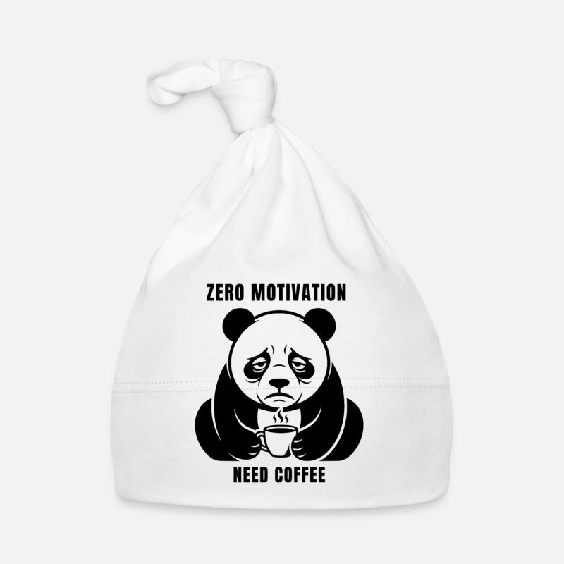 Zero Motivation Need Coffee - Tired Panda Humor Organic Baby Cap