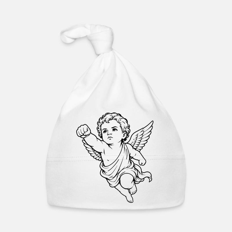 Fliegender Cherub Engel Faust Motiv Baby Bio-Mütze