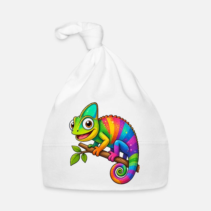 Motif coloré de dessins animés caméléon arc-en-ciel Bonnet bio Bébé